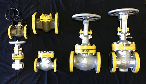 Variety of HF valves on a black background